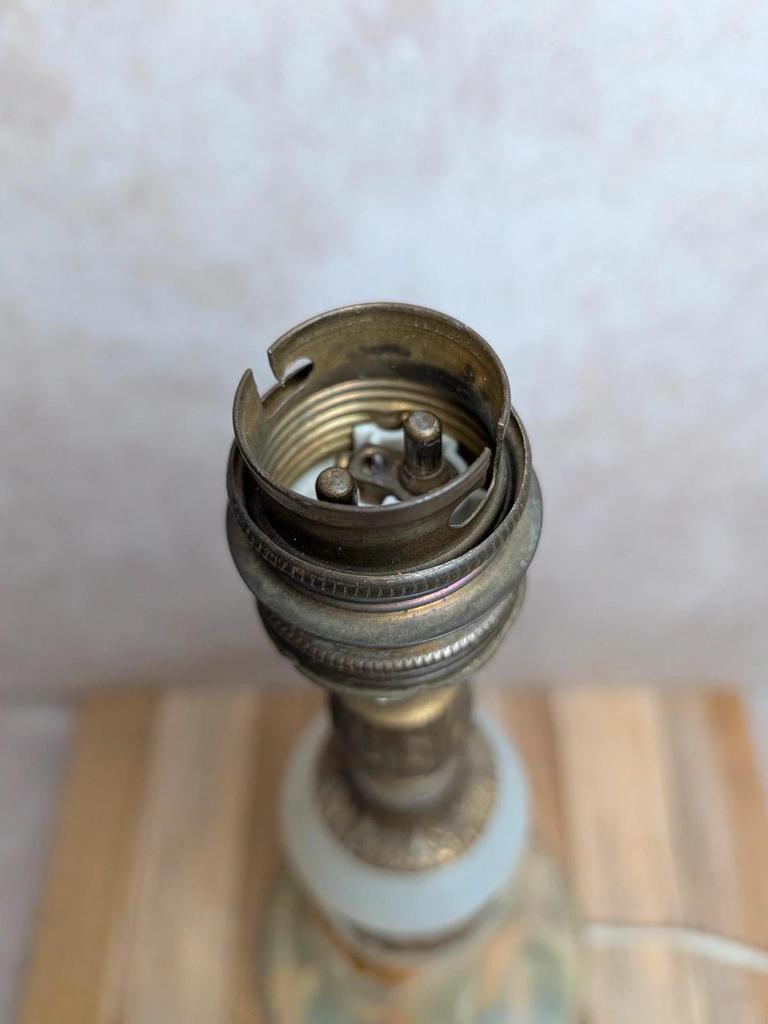 Pied de lampe vintage en onyx et laiton