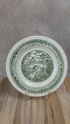 Assiette anglaise ancienne décor paysage vert