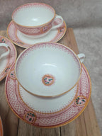 Service ancien 6 tasses porcelaine, Grand Dépôt Émile Bourgeois Paris