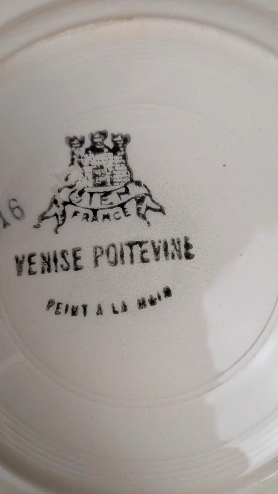 Lot de 3 assiettes à dessert Gien Venise peintes à la main