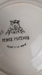 Lot de 3 assiettes à dessert Gien Venise peintes à la main
