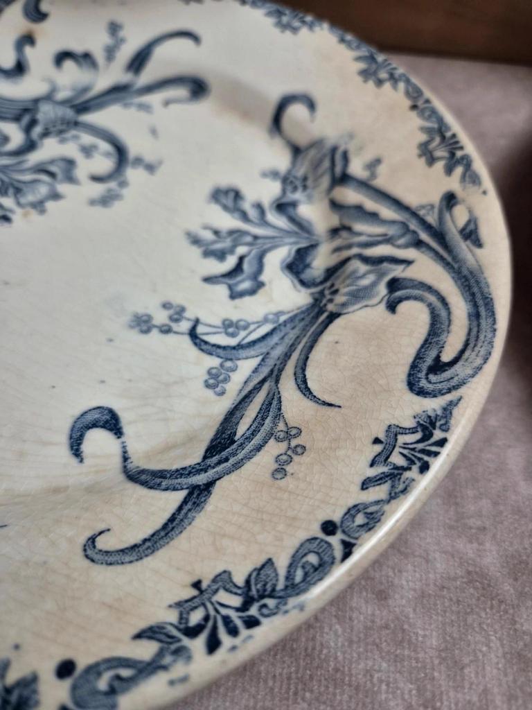 Lot de 6 assiettes terre de fer Clairefontaine – modèle Iris – fin Xixe
