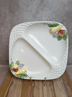 Plat compartiment vintage céramique barbotine fruits Japon