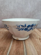 Paire de bols anciens Terre de fer décor floral bleu 💙