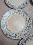 Lot de 9 assiettes dessert anciennes Creil Montereau Marie Louise Terre de Fer bleu