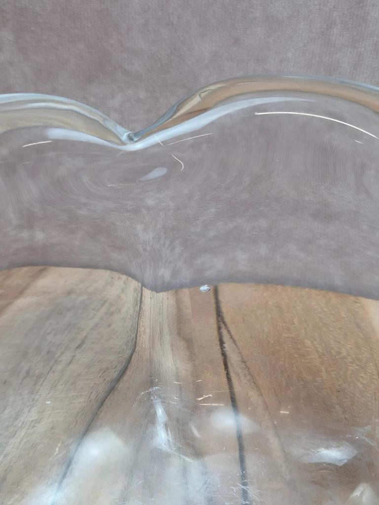 Grande coupe en cristal massif Kosta signée – design scandinave vintage