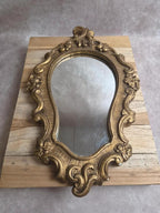 Miroir ancien doré en stuc – style Louis Xv rocaille – 42 cm