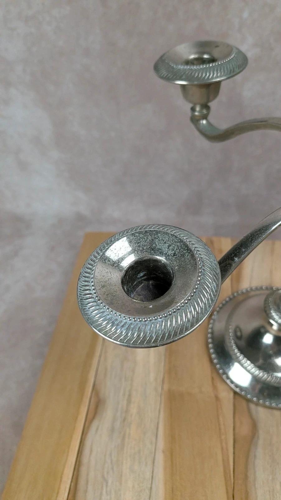 Chandelier ancien en métal argenté 5 feux