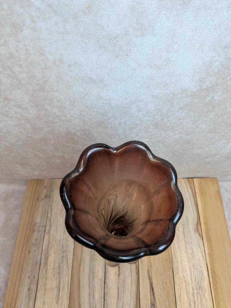 Vase vintage verre ambré style Murano tulipe années 60/70