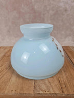Abat - jour ancien en opaline bleue décor roses 🌸
