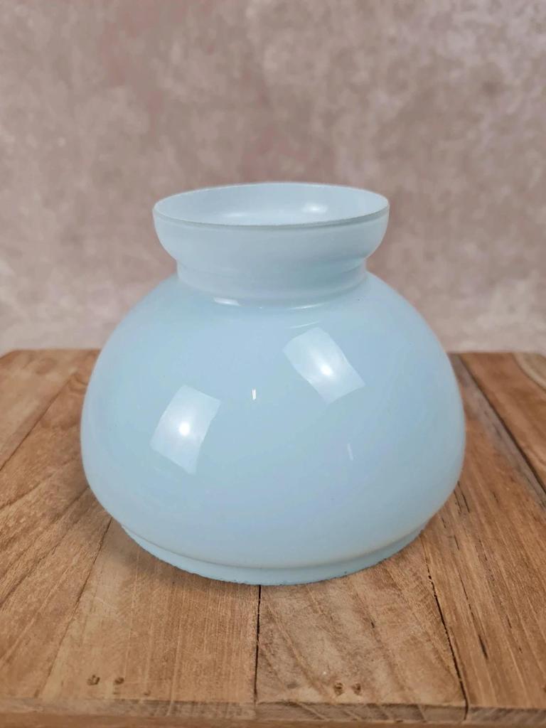 Abat - jour ancien en opaline bleue décor roses 🌸