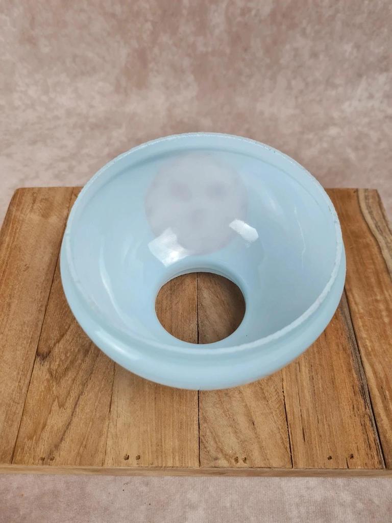 Abat - jour ancien en opaline bleue décor roses 🌸