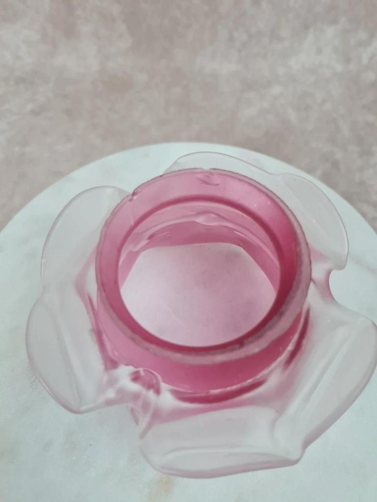 Abat - jour ancien en opaline rose 🌸 verre dépoli Art Nouveau