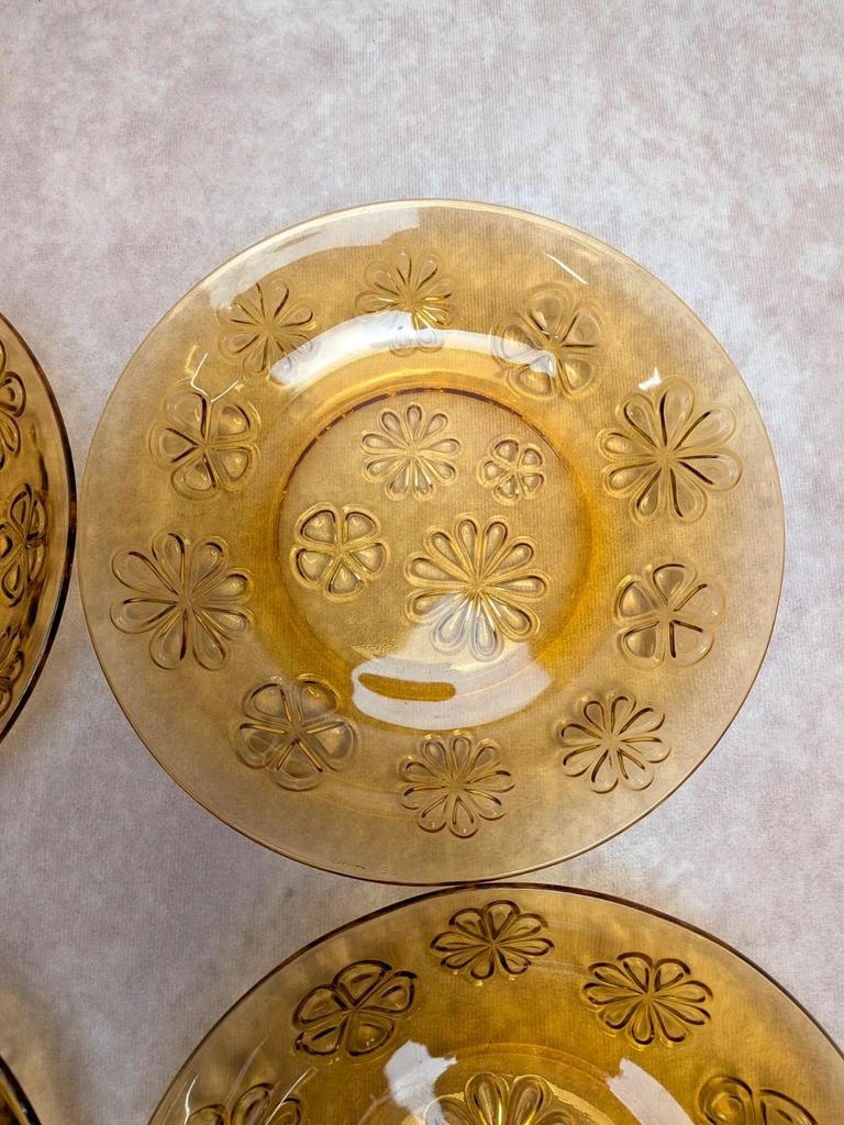 Lot de 5 assiettes creuses vintage Vereco ambre