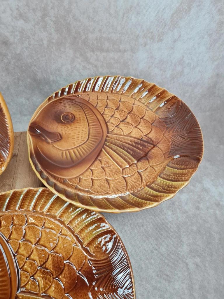 🐟 Lot de 6 grandes assiettes poissons Sarreguemines vintage