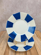 Lot de 2 soucoupes anciennes terre de fer Badonviller – Bleu cobalt Art déco