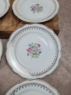 💐 Charmant service à gâteau Digoin & Sarreguemines, Modèle Lilitia, 6 assiettes + 1 grand plat