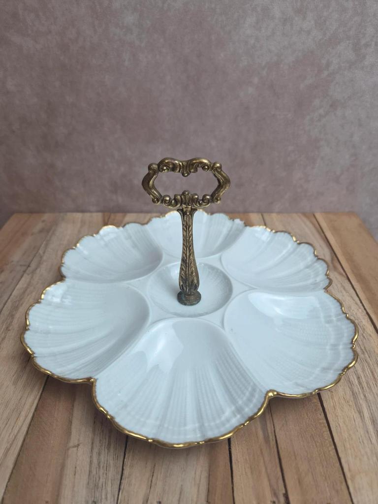 Serviteur Limoges Ribes – Porcelaine dorée 6 coquilles