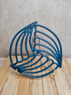 Dessous de plat vintage bleu forme feuille 🍃 fonte/fer recouvert plastique rétro design