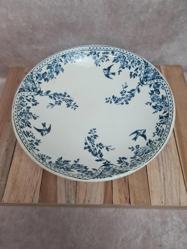 Compotier Terre de Fer Hbcm Choisy-le-roi modèle Louis Xvi décor oiseaux 💙
