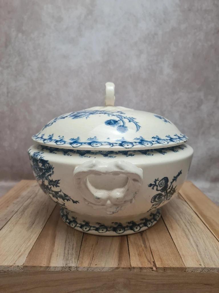 Soupière ancienne Gien modèle Chardon – Terre de fer bleu