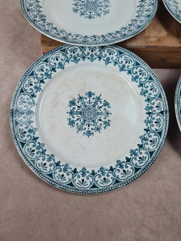Lot de 6 assiettes plates Badonviller – modèle “oriental” 🩵