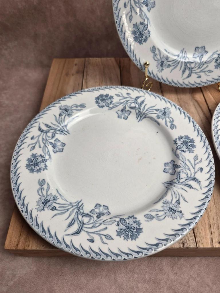 Lot de 3 assiettes à dessert anciennes Lunéville – Modèle Lutèce