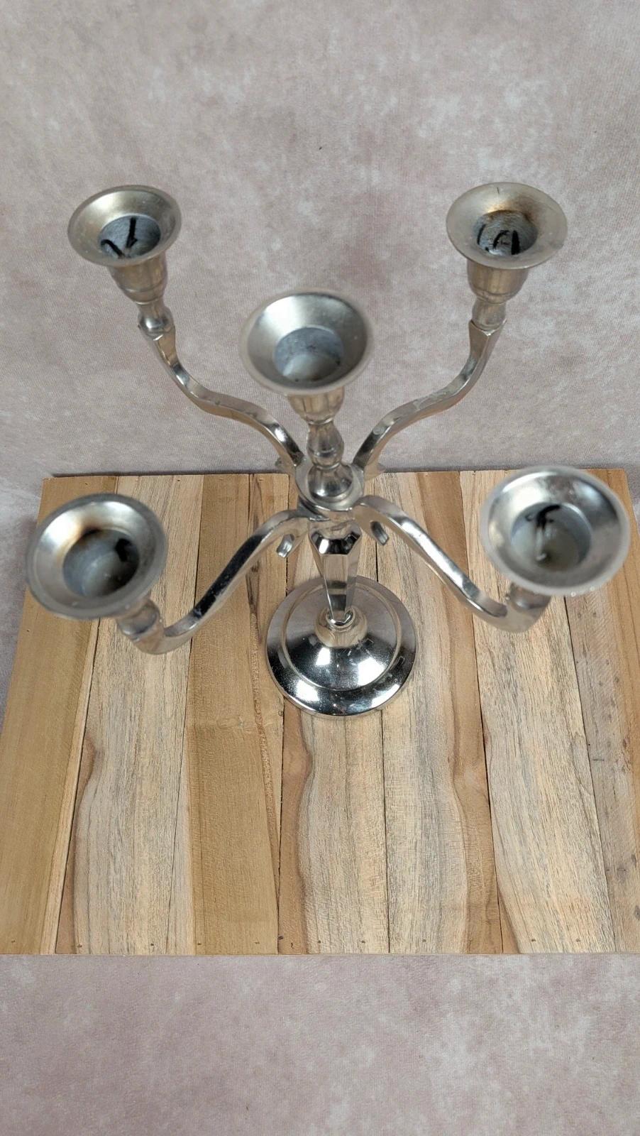 Chandelier vintage 5 branches en métal argenté