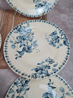 Lot de 6 assiettes plates anciennes – Vieillard & Cie Bordeaux, modèle Clématite 💙 Terre de Fer