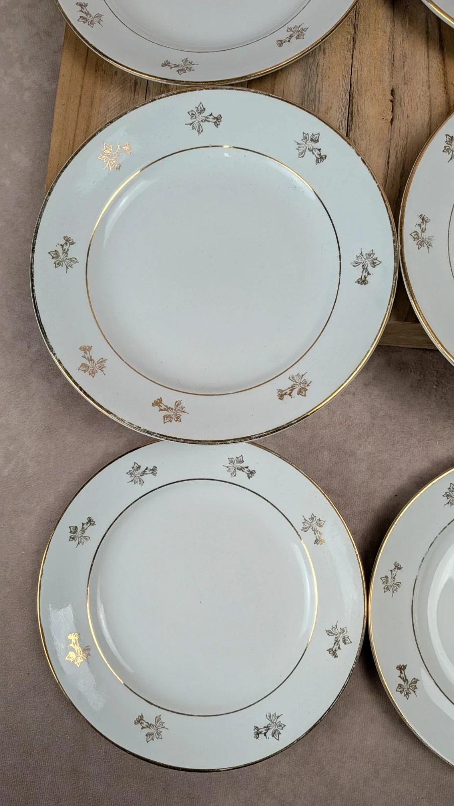 Lot de 6 assiettes à dessert anciennes L’amandinoise – dorure