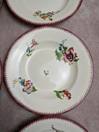 Lot de 6 assiettes creuses Sarreguemines – modèle Strasbourg – décor floral peint à la main