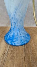 Lampe champignon en pâte de verre bleu