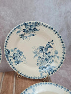 Lot de 6 assiettes plates anciennes – Vieillard & Cie Bordeaux, modèle Clématite 💙 Terre de Fer