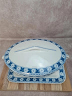Légumière ancienne en bn terre de fer Sarreguemines “nancy” complète – plat + couvercle 💙