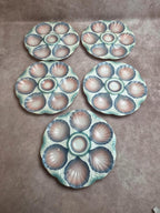 Lot de 5 assiettes à huîtres Digoin Sarreguemines n°32 – Majolique ancienne