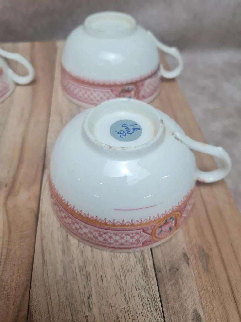Service ancien 6 tasses porcelaine, Grand Dépôt Émile Bourgeois Paris