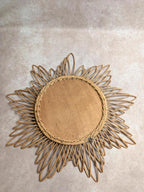 Miroir soleil vintage en rotin tressé années 70