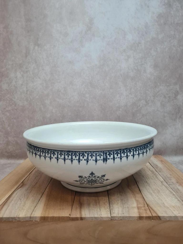 Saladier ancien Saint-amand en terre de fer, modèle Primax bleu