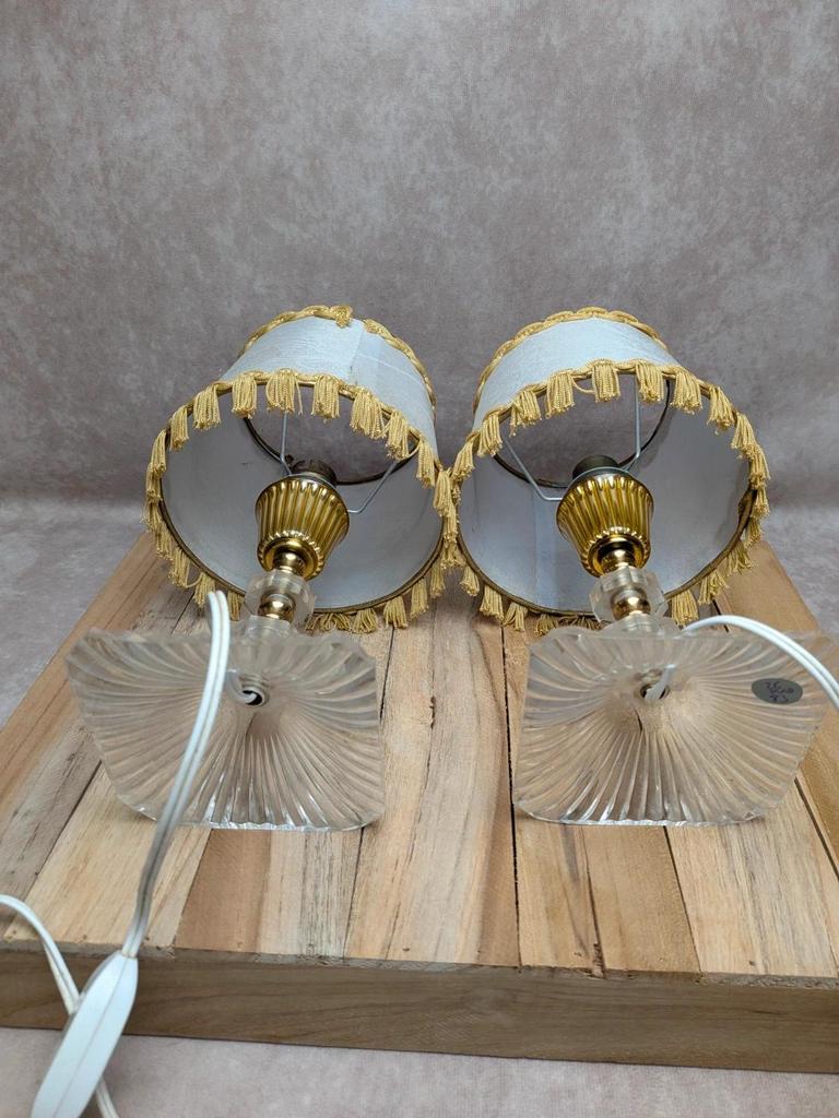 Paire de lampes vintage plexiglas & métal doré