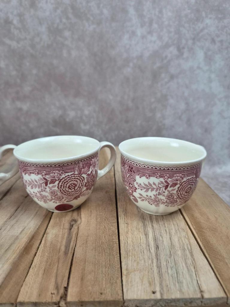 Lot de 4 tasses Villeroy & Boch Burgenland rouge – Décor floral vintage