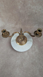 Ancien bougeoir double en laiton doré – Style Napoléon Iii