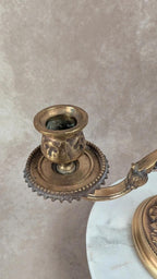 Ancien bougeoir double en laiton doré – Style Napoléon Iii