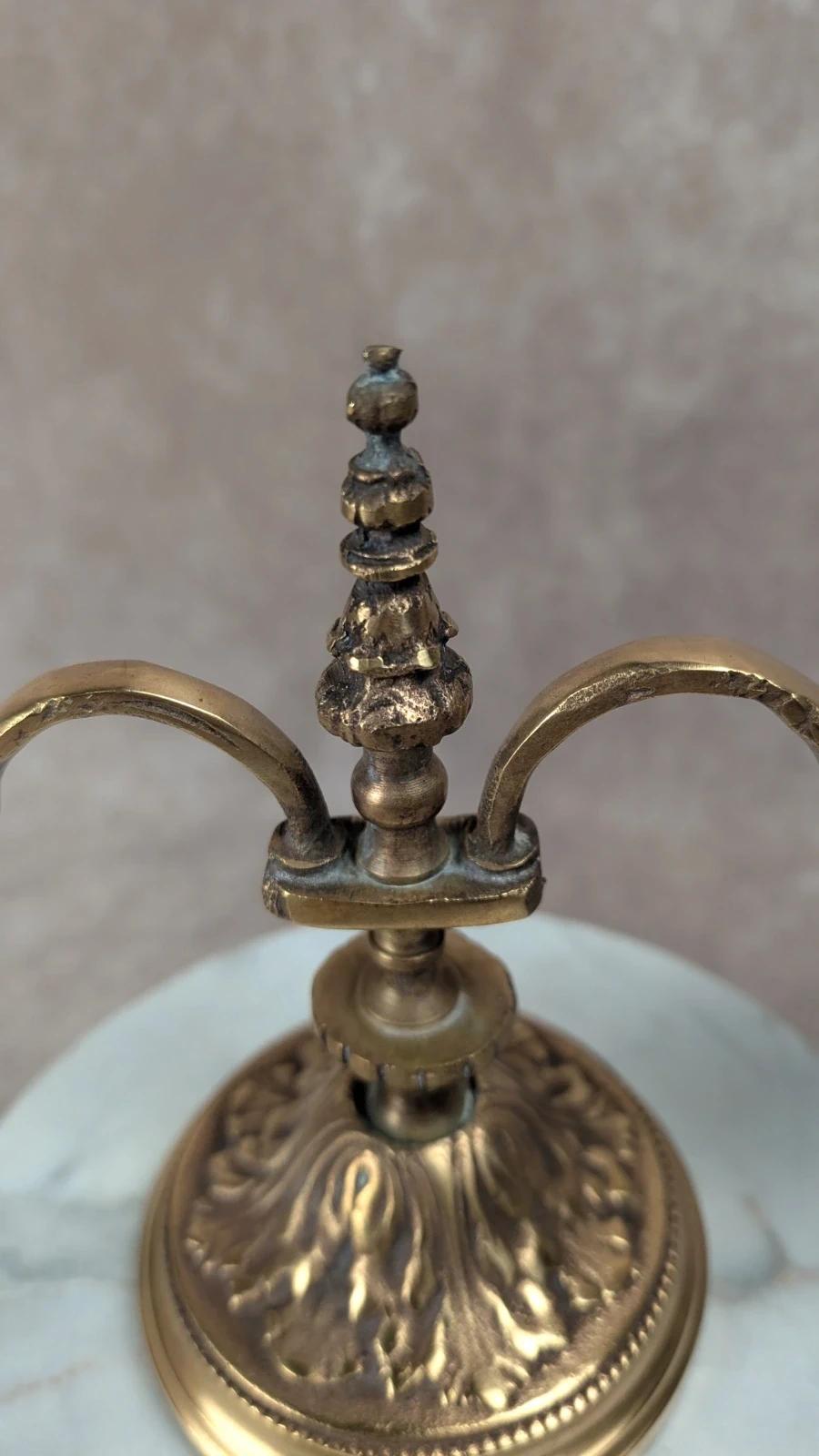 Ancien bougeoir double en laiton doré – Style Napoléon Iii