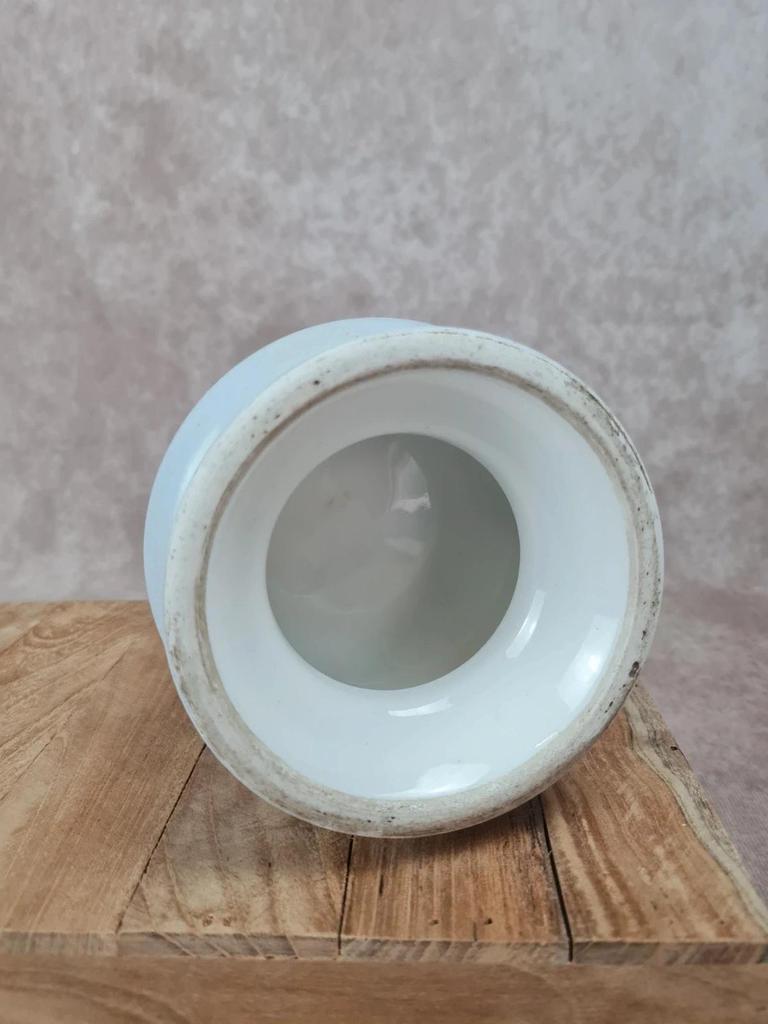Ancien réservoir de lampe à pétrole en porcelaine peinte 🌿🌸