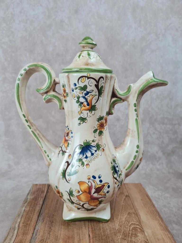 Ancienne cafetière en faïence fleurie 🎨🌸