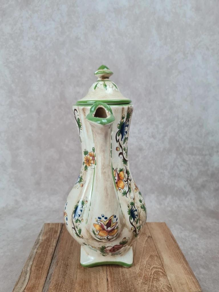 Ancienne cafetière en faïence fleurie 🎨🌸
