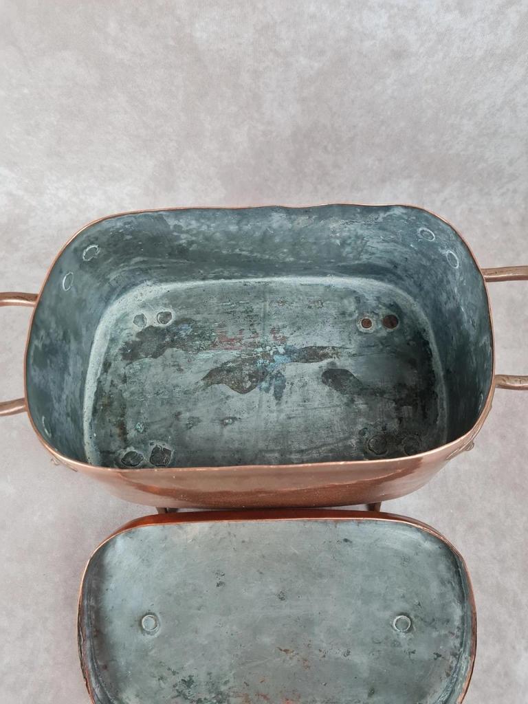 🍲 Ancienne dobière en cuivre étamé avec couvercle