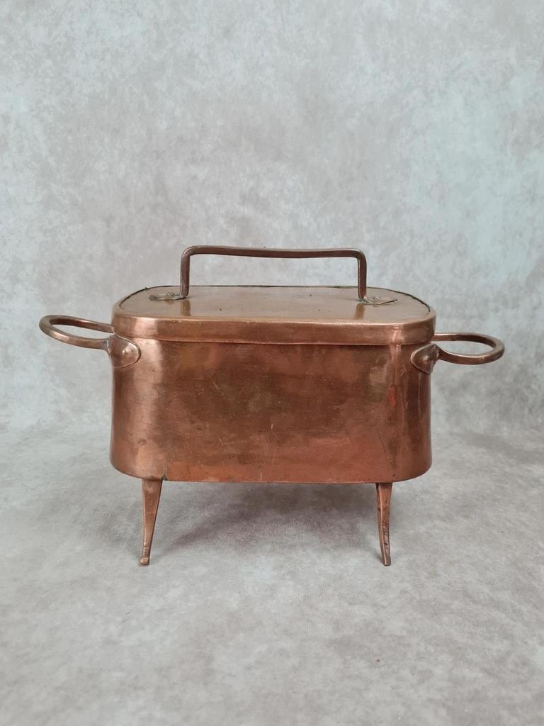 🍲 Ancienne dobière en cuivre étamé avec couvercle