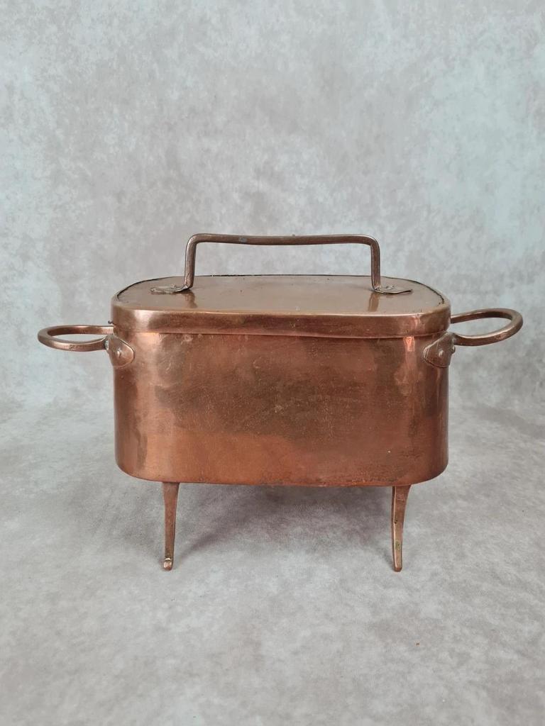 🍲 Ancienne dobière en cuivre étamé avec couvercle