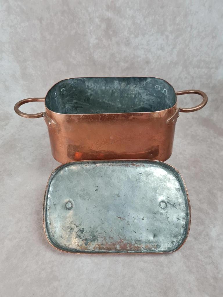 🍲 Ancienne dobière en cuivre étamé avec couvercle